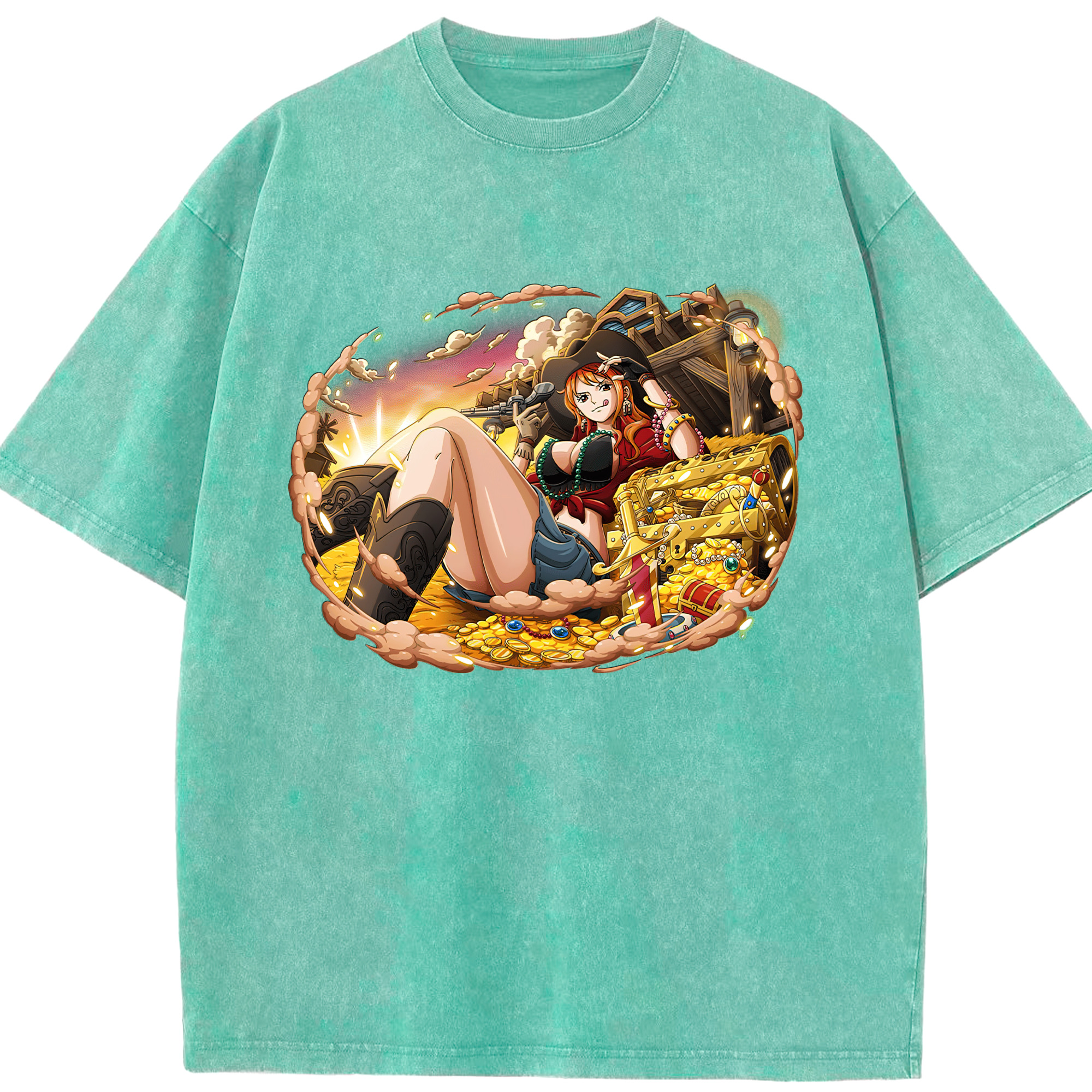 ワンピース ナミ ONE PIECE Nami 綿100% ヴィンテージ風 半袖Tシャツ（フロントプリント）